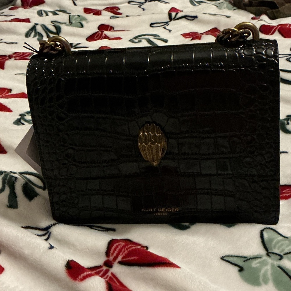 Kurt Geiger Black crossbody / crocodile embossed leather crossbody bag